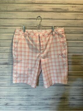 Puma White and Pink Plaid Golf Shorts